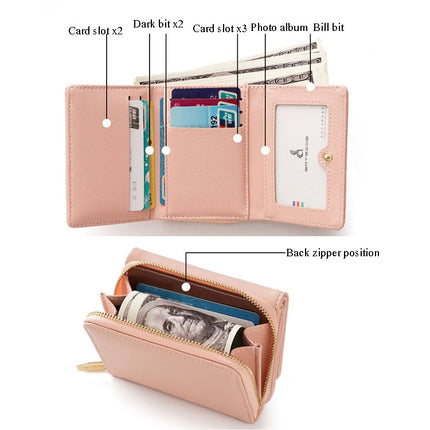 BATSIOE Square Ladies Wallet Tri-Fold Multi-Function Card Holder Zipper Cartoon Coin Purse(Light Green)