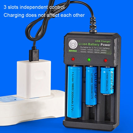 BMAX 18650 3 Slot USB Charging Seat 3.7/4.2V Independent Lithium Battery Charger