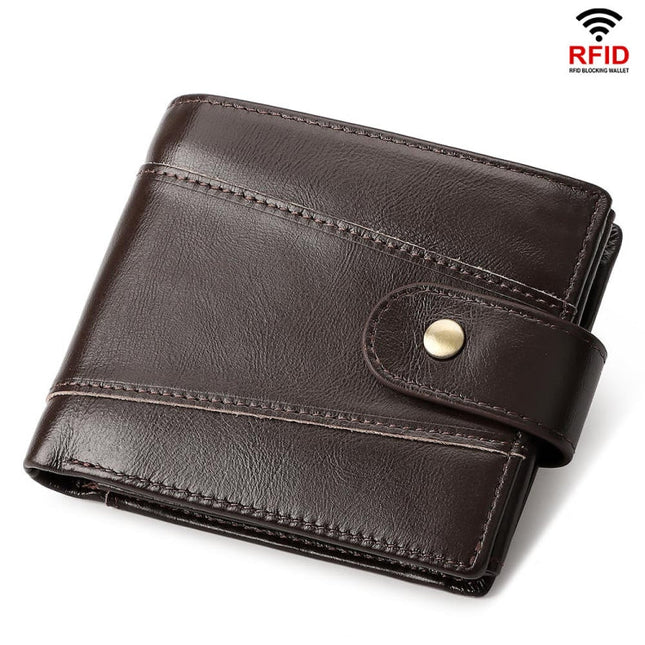 HUMERPAUL RFID Anti-magnetic Cox Purse Multi-card Card Bag Short Men Wallet(Brown)