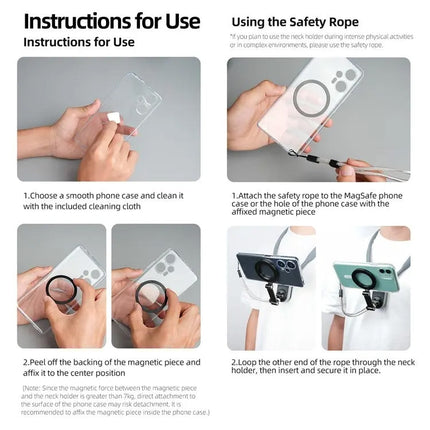 TELESIN Silicone Neck Mount Magnetic Selfie Stick Phone Neck Holder(Gray)