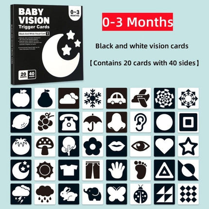 20pcs /Book Baby Early Learning Card Children Eye Care Visual Stimulation Card, Style: 1-order Black And White