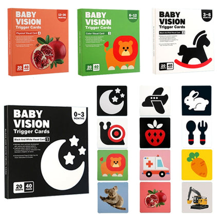 20pcs /Book Baby Early Learning Card Children Eye Care Visual Stimulation Card, Style: 1-order Black And White