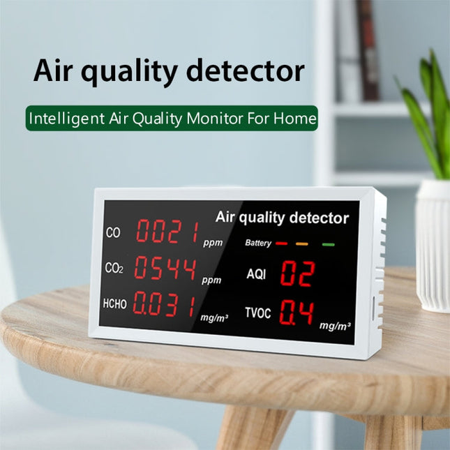 5-in-1 Indoor Home Portable Air Monitor TVOC Formaldehyde Detector(W17 White)