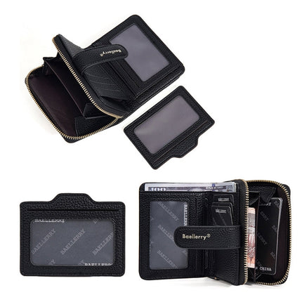 Baellerry N1915 Lychee Pattern Multi-card Slot Zipper Women Short Wallet(Milk Apricot)