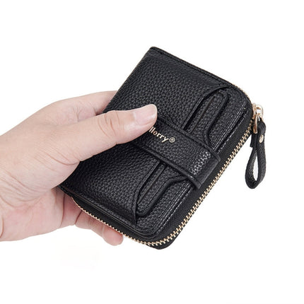 Baellerry N1915 Lychee Pattern Multi-card Slot Zipper Women Short Wallet(Milk Apricot)