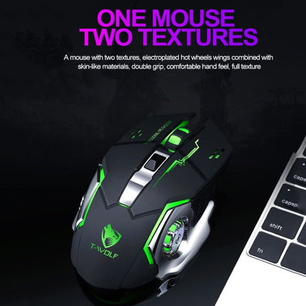 T-WOLF Q13 2.4GHz 6-keys RGB Colorful Light Gaming Wireless Mouse, Color: Single Mode White