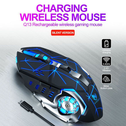 T-WOLF Q13 2.4GHz 6-keys RGB Colorful Light Gaming Wireless Mouse, Color: Single Mode Gray
