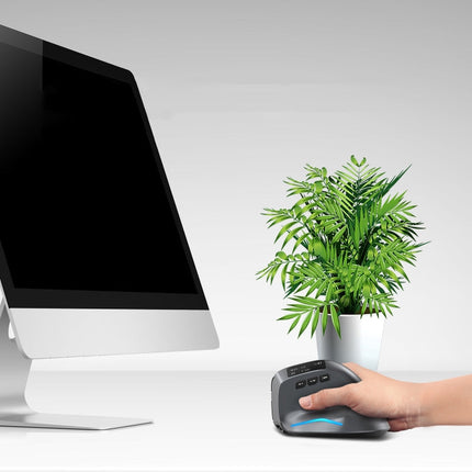 ZELOTES F-26C 8-Keys 2.4G+Bluetooth Dual-Mode LED Display Vertical Grip Wireless Mouse(Gray)