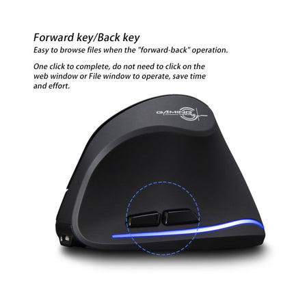 ZELOTES F35 6-buttons Vertical Grip Ergonomic Rechargeable Wireless Mouse(Blue Light)