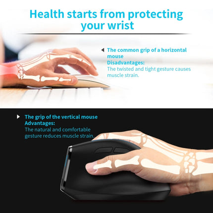 ZELOTES F36A 6-Buttons Vertical Grip Ergonomic Rechargeable Wireless Mouse(Black)