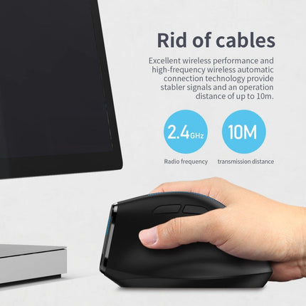 ZELOTES F36A 6-Buttons Vertical Grip Ergonomic Rechargeable Wireless Mouse(Black)