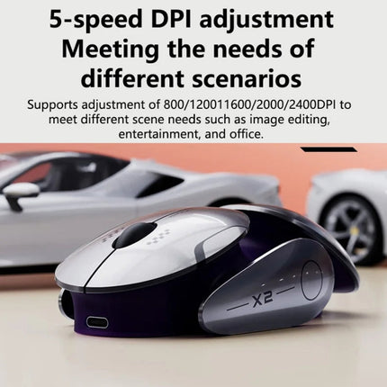 Inphic X2 Bluetooth Wireless Mouse Tri-Mode Silent Rechargeable Office Gaming Laptop Mouse(Liquid Metal Gray)