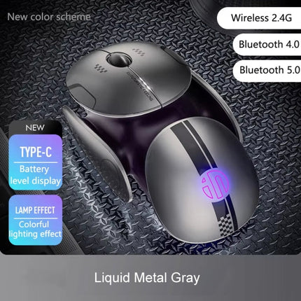Inphic X2 Bluetooth Wireless Mouse Tri-Mode Silent Rechargeable Office Gaming Laptop Mouse(Liquid Metal Gray)