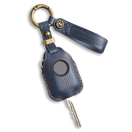 Hallmo For Peugeot Django 150 Motorcycle Natural Cowhide Key Protective Cover(Blue)