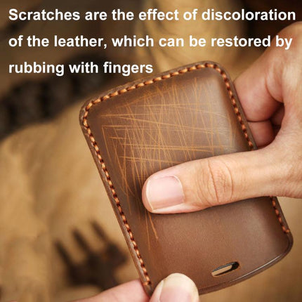 Hallmo For Peugeot Django 150 Motorcycle Natural Cowhide Key Protective Cover(Blue)