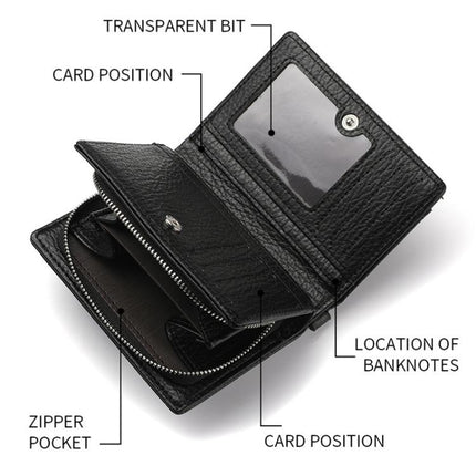 Dibaoleiou Men Anti-Theft Chain Wallet Retro Money Purse Driver License Card Bag Zipper Coin Purse(Black)