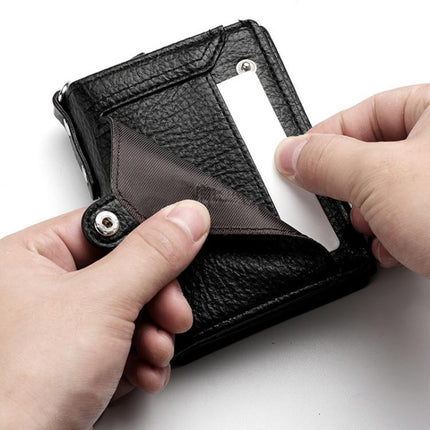 Dibaoleiou Men Anti-Theft Chain Wallet Retro Money Purse Driver License Card Bag Zipper Coin Purse(Black)