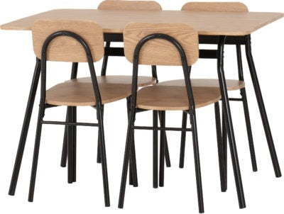 Warren 1+4 Dining Set - Russet Oak Effect/Black