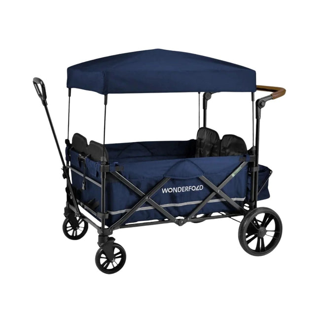 Wonderfold X4R Push and Pull Quad Stroller Wagon - Sapphire Navy