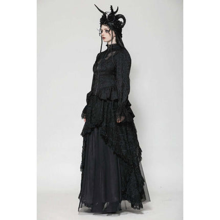 Dark in Love Felicity Gothic Lacey Zip Up Tailcoat Shirt