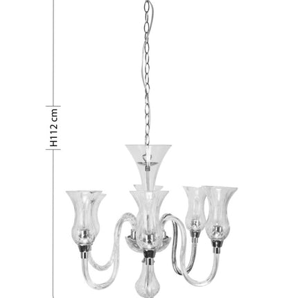 Abelia Glass And Chrome 6 Arm Chandelier