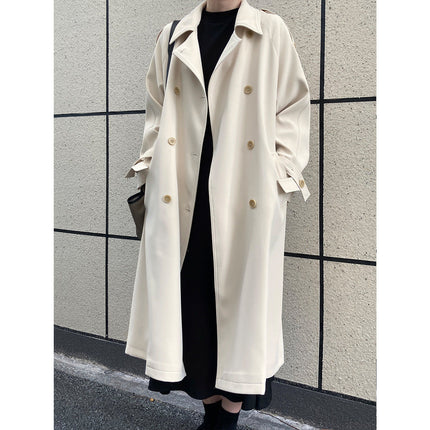 Autumn Drape British Style Loose Mid-length Over-the-knee Windbreaker Jacket Women