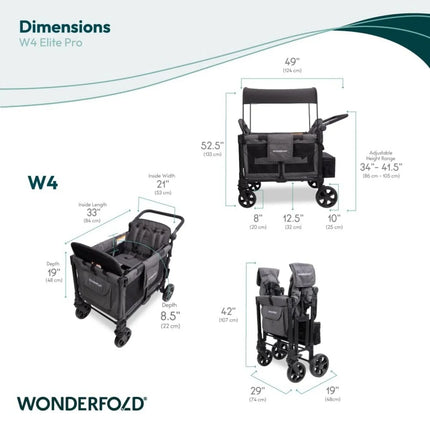 Wonderfold W4 Elite Pro Stroller Wagon - Charcoal Grey