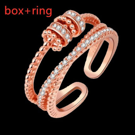 Stress Relief Transporter Spinning Bead Copper Micro Set Zircon Ring