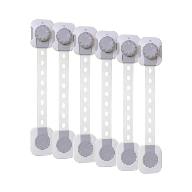 Dreambaby Twist 'N Lock Multi-Purpose Safety Latch Polybag Pack of 6 - White & Grey
