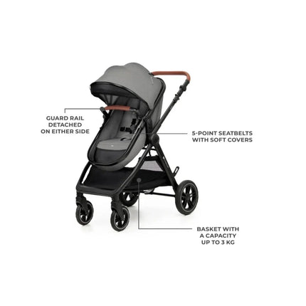 Kinderkraft Esme 3-in-1 Travel System with Mink Pro Car Seat - Moonlight Grey