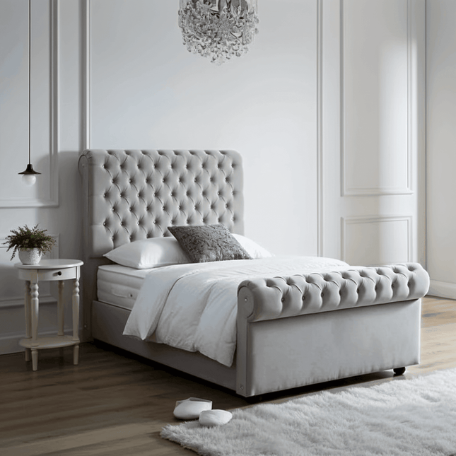 Traditional Sleigh Bed Frame – Chesterfield Design