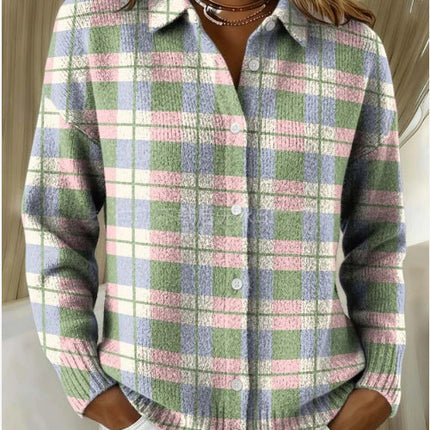 Women's Plaid Printed Long Sleeve Top