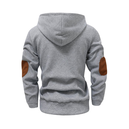 Premium Men's Jacquard Hooded Sweater - Casual Pullover Hoodie for Sports & Leisure