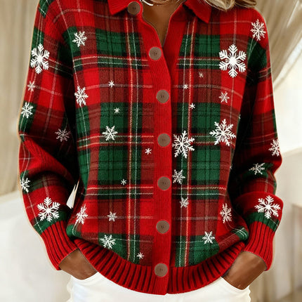 Women's Plaid Printed Long Sleeve Top