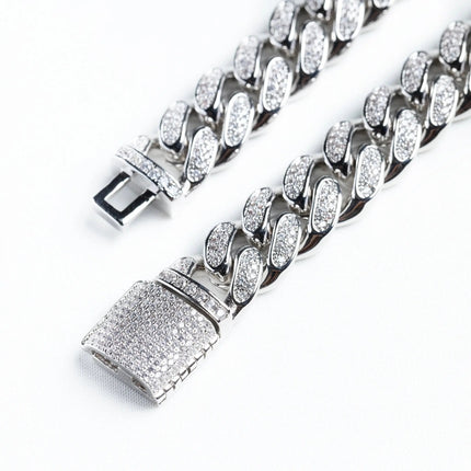 12mm Iced Miami Cuban Chain + Bracelet - Silver