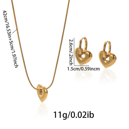 Lxalry 18K Gold Plated Hollow Heart Jewelry Set Mirror Polish Hypoallergenic Neckla