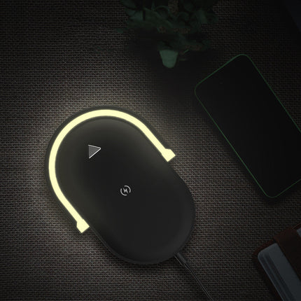3-in-1 Wireless Charging Station with LED Night Light | 15W Fast Charger Desk Lamp