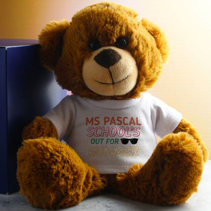 Dark Brown Teddy Bear with School's Out For Summer Design T-Shirt