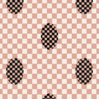 Curved Piped Headboard / Deco Checkers / Belle Blush