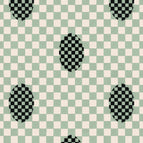 Curved Piped Headboard / Deco Checkers / sea foam