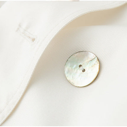 Women's Over-the-Knee Mid-Length Trench Coat with Silk Waist Belt - Elegant Winter Coat