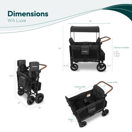 Wonderfold W4 Luxe Pro Stroller Wagon - Jet Black