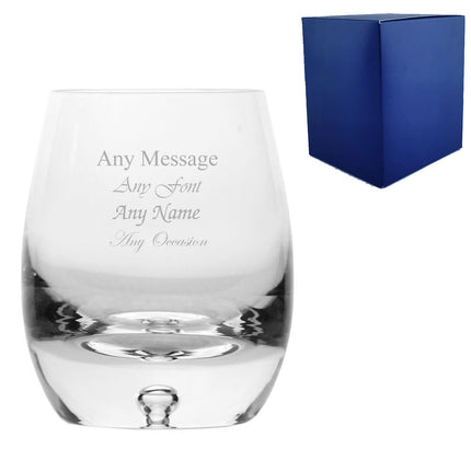 Engraved 420ml Handmade Bubble Base Barrel Whisky Tumbler With Gift Box