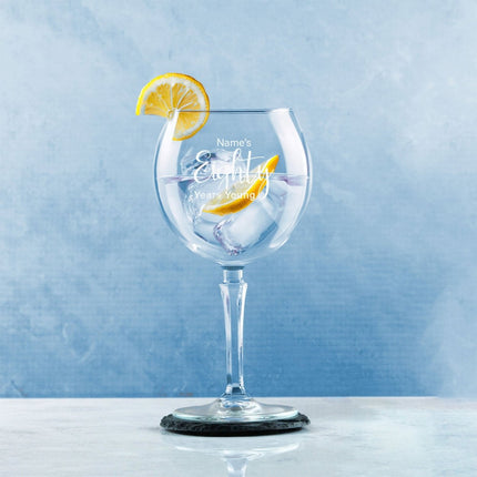 Engraved 80th Birthday Hudson Gin Glass, Years Young Delicate Font