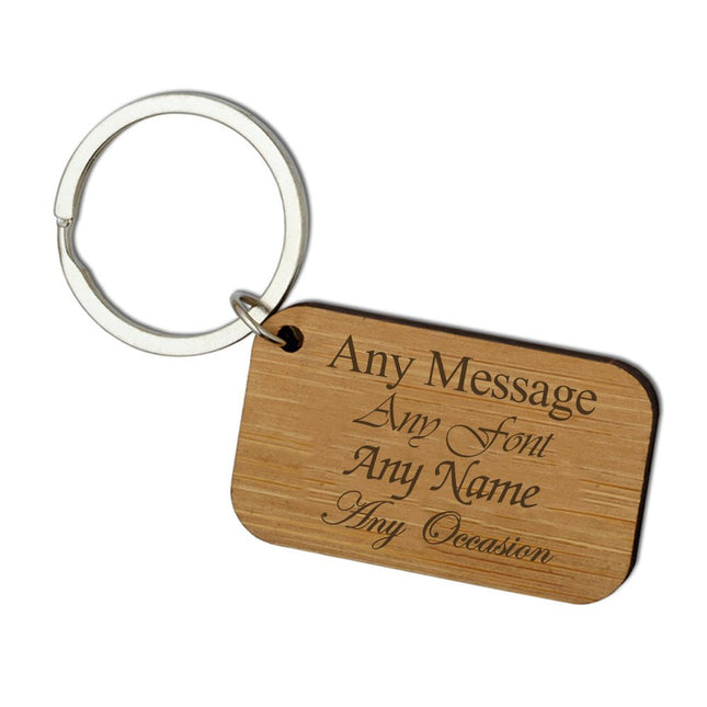 Engraved Bamboo Keyring