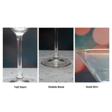 Engraved Gold Rim Enoteca Martini Glass
