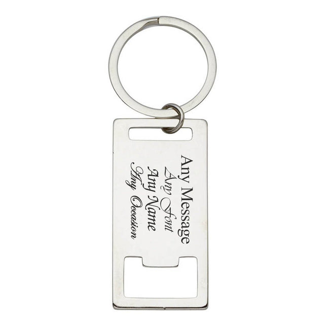 Engraved Rectangle Bottle Opener Keyring