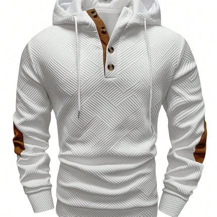 Premium Men's Jacquard Hooded Sweater - Casual Pullover Hoodie for Sports & Leisure