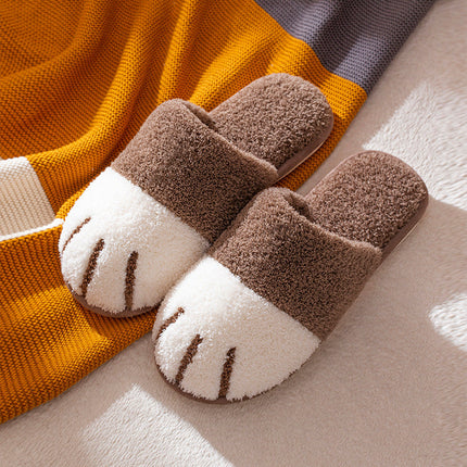 Cat Paw Cartoon Cute Couple Warm Indoor Plush Slippers