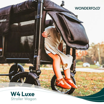 Wonderfold W4 Luxe Pro Stroller Wagon - Jet Black